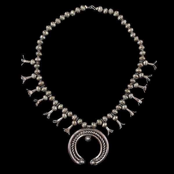 Appraisal: Navajo Squash Blossom Necklace Collected by Virginia Doneghy - single