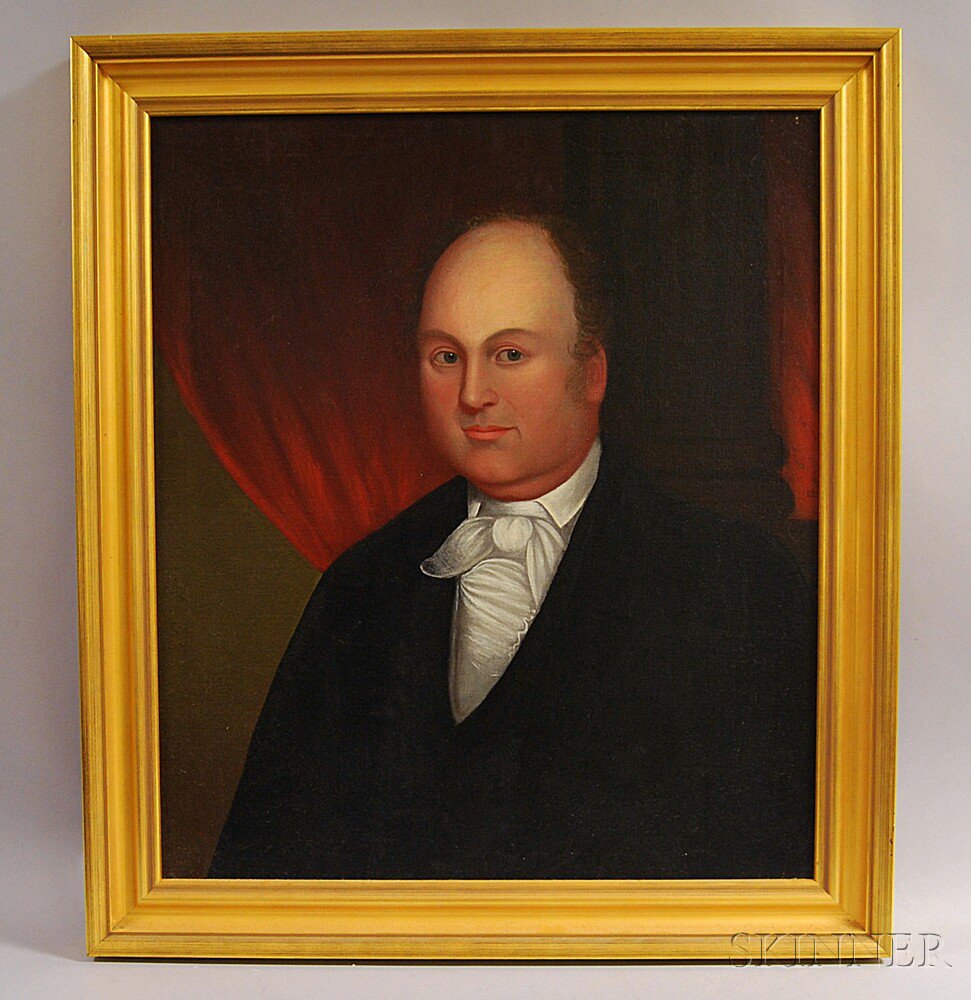 Appraisal: American School th Century Portrait of a Gentleman Unsigned Oil