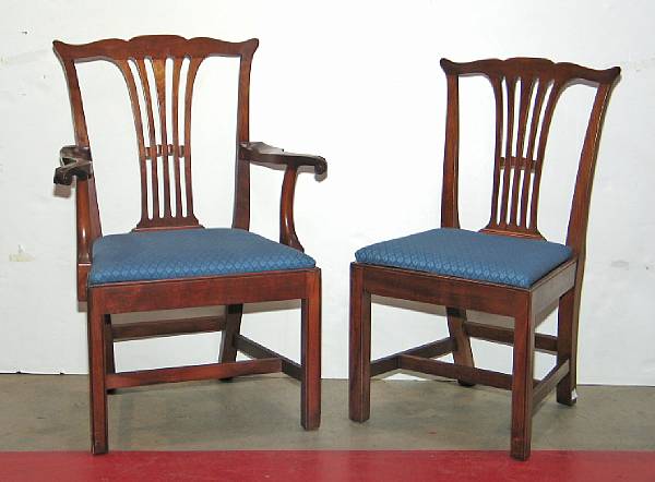 Appraisal: A set of six Chippendale style mahogany chairs comprising one