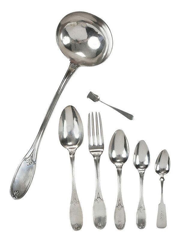 Appraisal: Pieces Coin Silver Flatware including set of pieces Ball Black