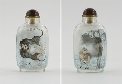 Appraisal: A Chinese interior-painted snuff bottle painted with a horse beneath