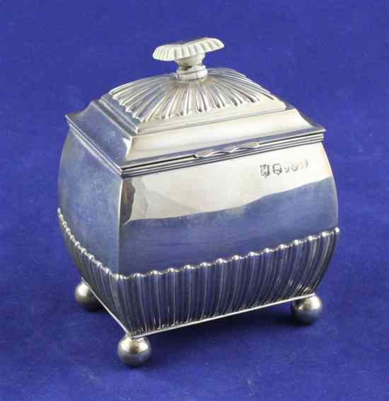 Appraisal: A Victorian demi fluted silver tea caddy of rounded rectangular