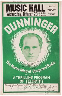 Appraisal: Dunninger Joseph Dunninger The Master Mind of Stage and Radio