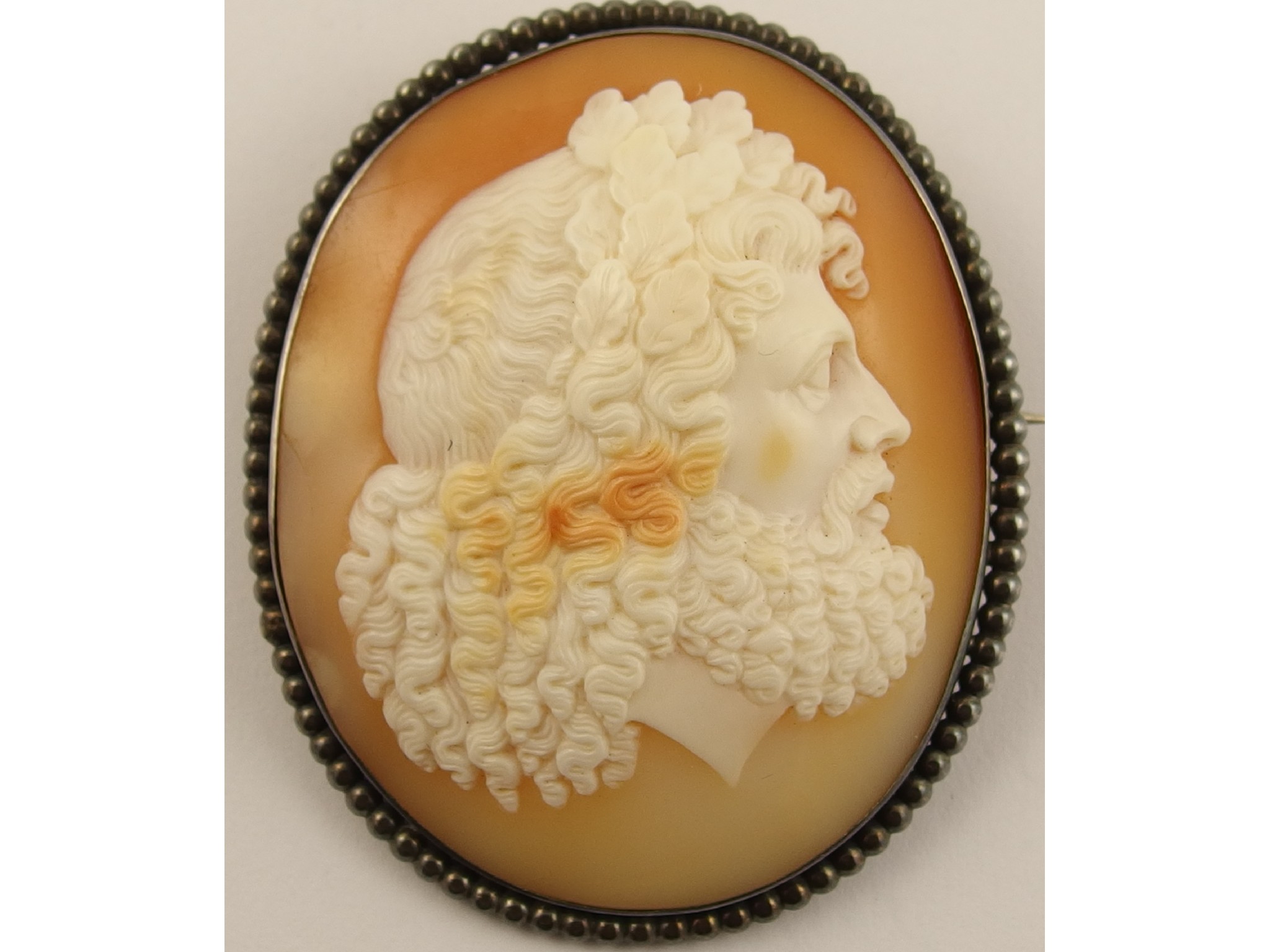 Appraisal: A classical themed large cameo possibly depicting Zeus well carved