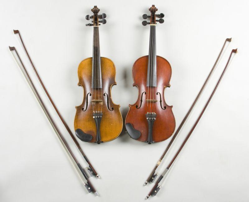 Appraisal: Two Vintage Violins the first with HOPF stamp inside and