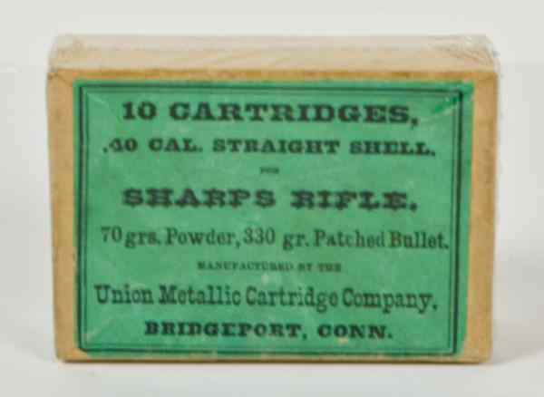 Appraisal: Cartridges for the Caliber Straight Shell Sharps Rifle Green label