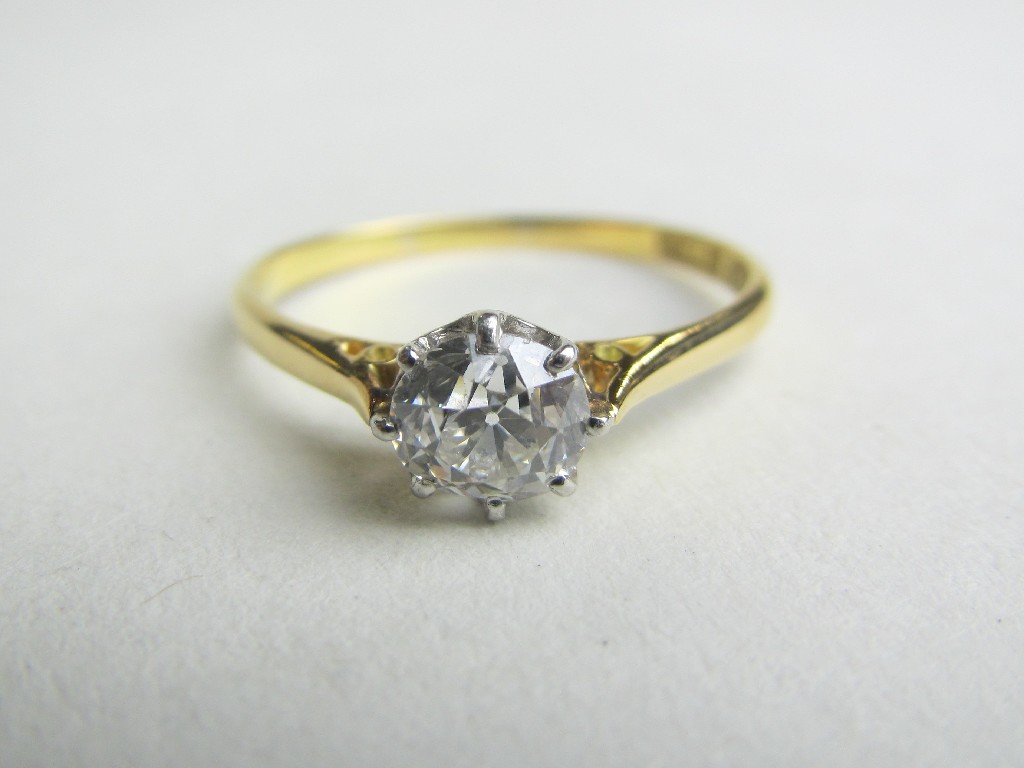 Appraisal: Eighteen carat gold and platinum diamond solitaire ring with brilliant