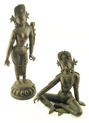 Appraisal: An Indian bronze figure of a deity standing on a