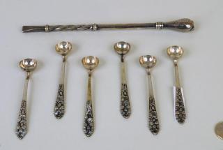 Appraisal: Spanish Colonial Silver Mate Straw Melon Scoops Spanish Colonial silver