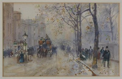 Appraisal: Herbert Menzies Marshall - London street scene Signed and dated