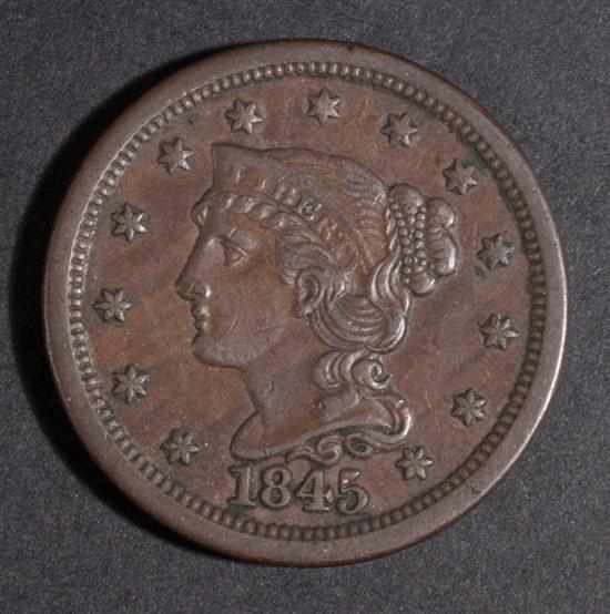 Appraisal: Six United States coronet type copper large cents - comprising