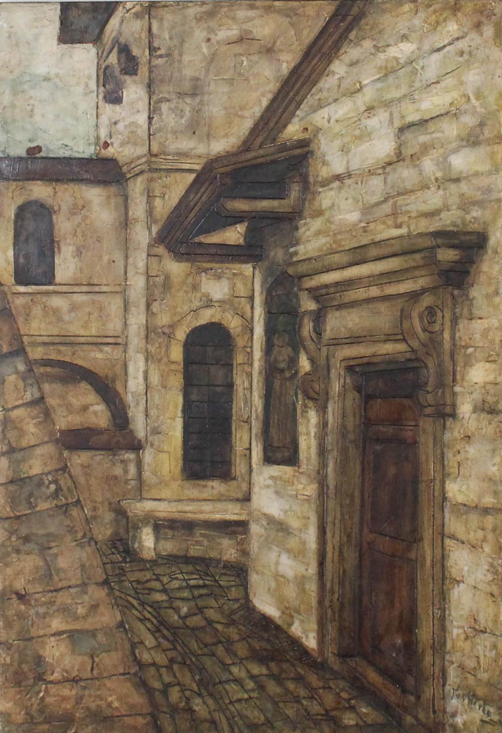 Appraisal: NORBERTO PROIETTI Italy - oil on board street alley with