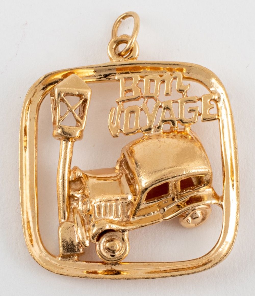 Appraisal: K YELLOW GOLD BON VOYAGE CHARM K yellow gold square