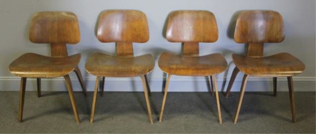 Appraisal: Midcentury Set of Eames LCW Chairs Unmarked Ray Charles Eames