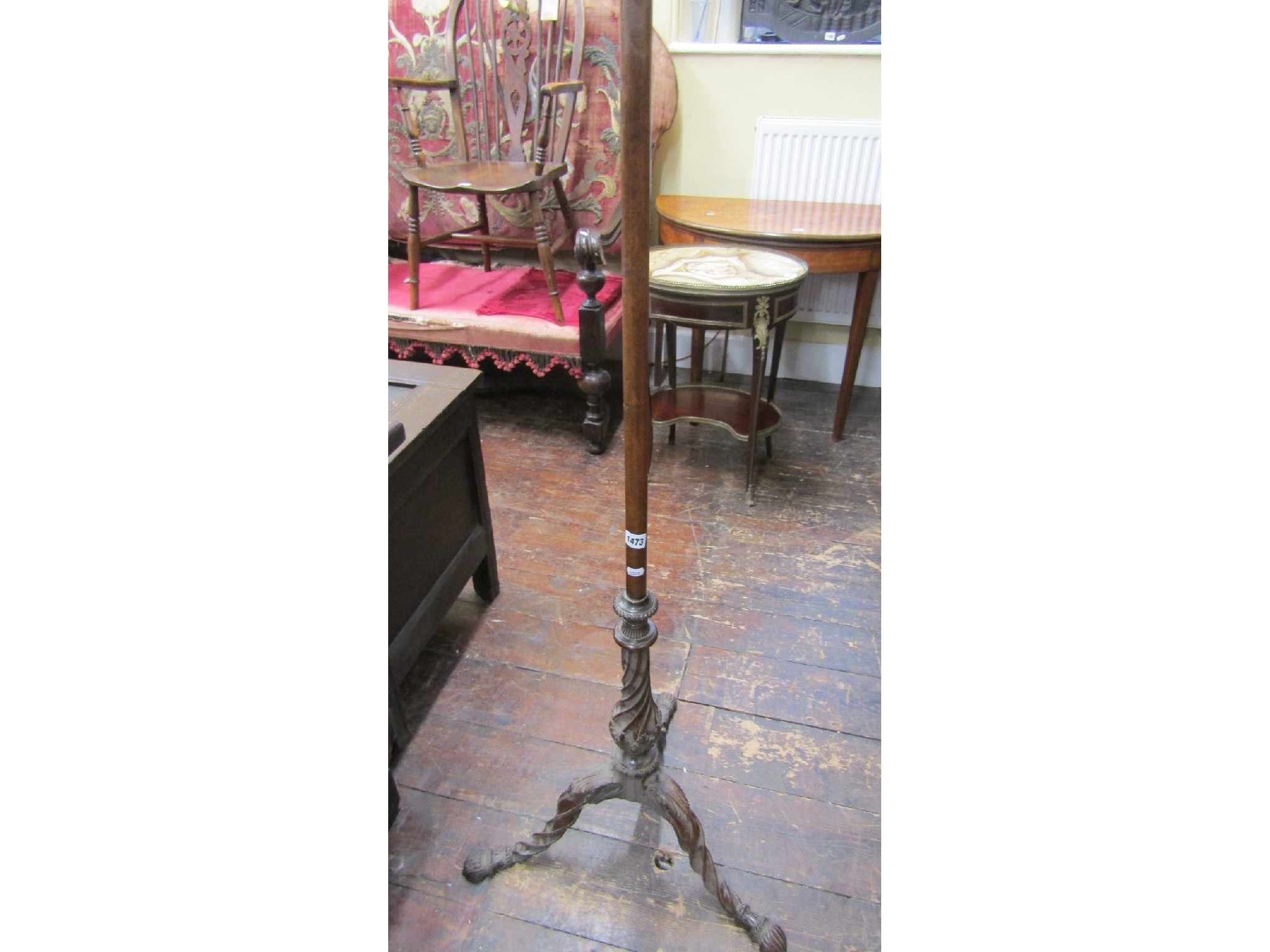 Appraisal: A th century pole screen frame the base with well