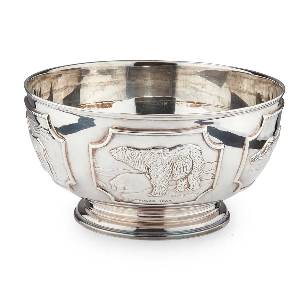 Appraisal: A WORLD WILDLIFE PUNCH BOWL TESSIERS LONDON Of traditional form