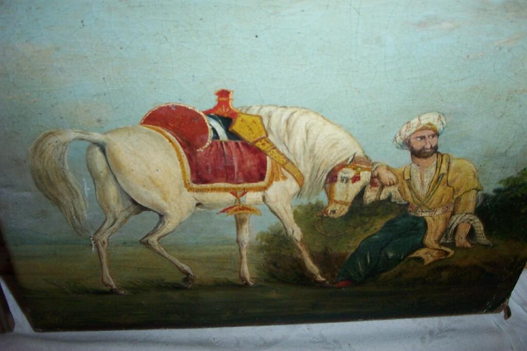 Appraisal: An oil painting on canvas of an Arab style character