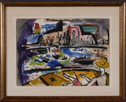 Appraisal: DE HIRSH MARGULES - NY CITYSCAPE Watercolor on paper x