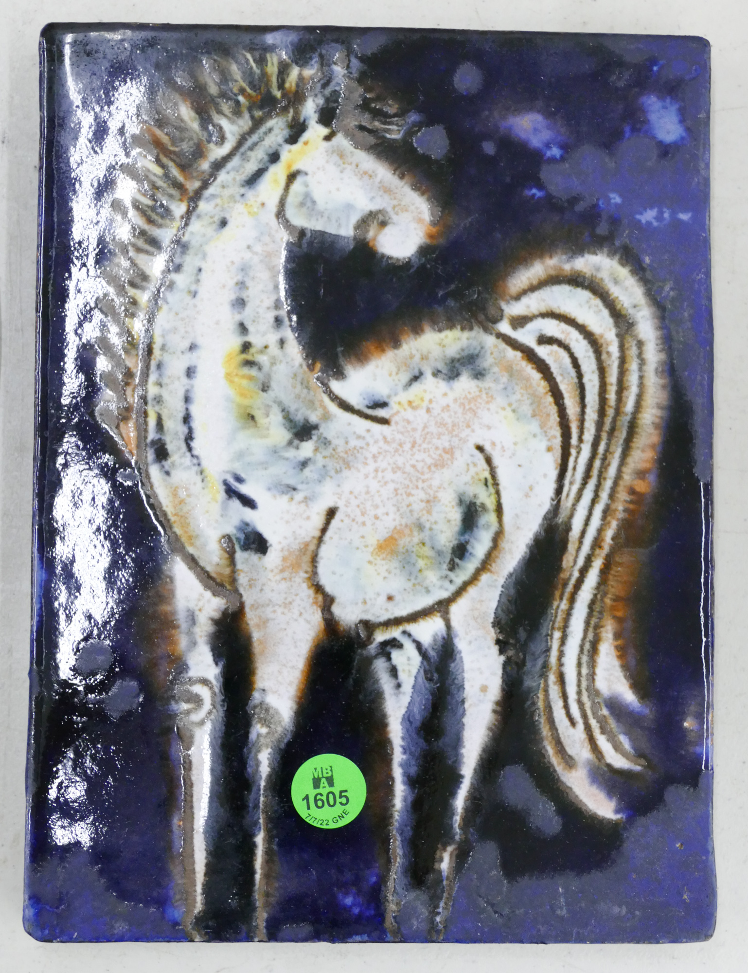 Appraisal: European Mid Century Horse Ceramic Plaque ''x '' - Illegibly