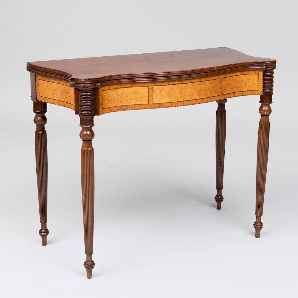 Appraisal: Federal Mahogany and Birch Veneer Card Table North Shore Massachusetts