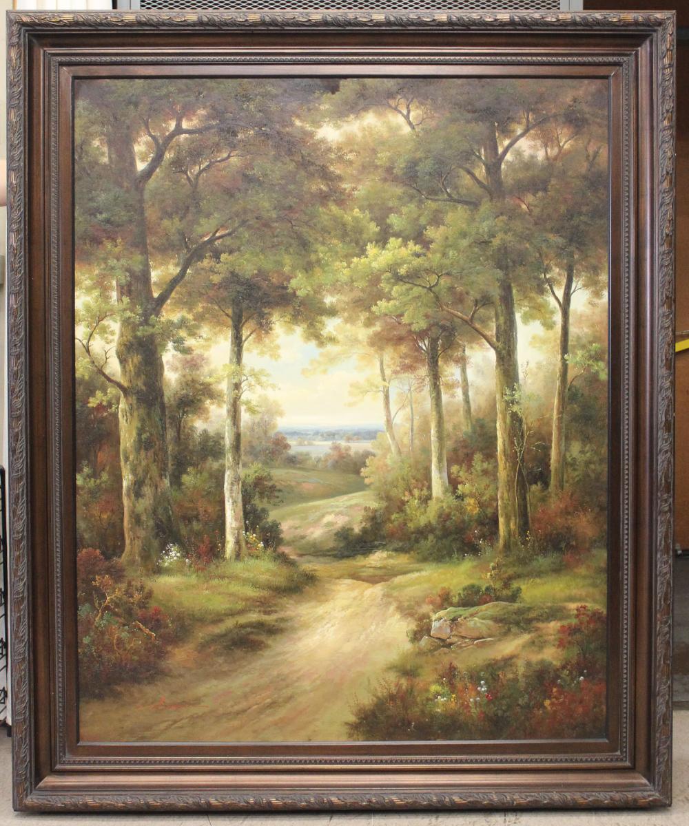 Appraisal: FOREST PATH LARGE OIL ON CANVAS signed Dominic lower left