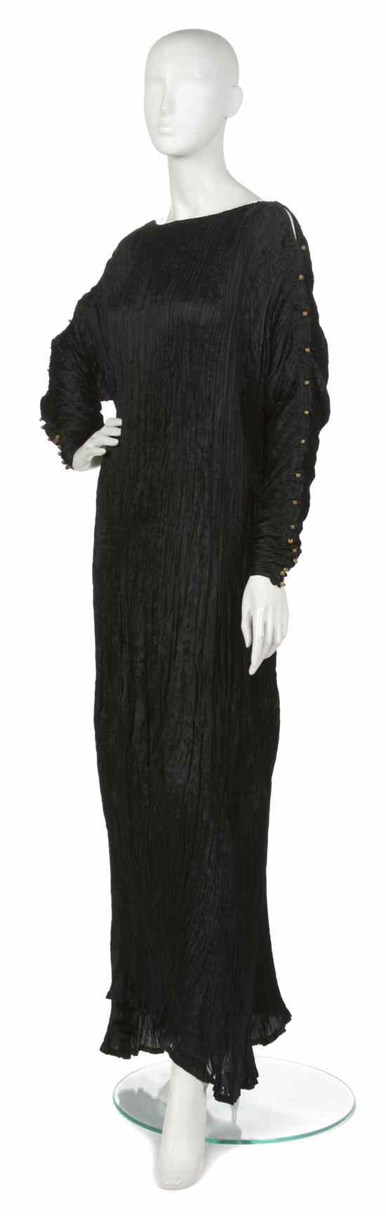 Appraisal: A Mariano Fortuny Black Silk Delphos Gown early th century