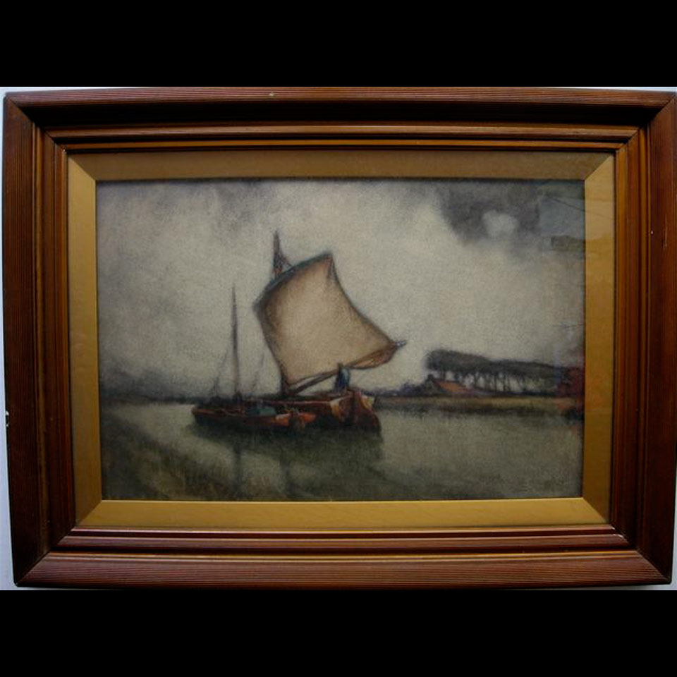 Appraisal: CANAL BOATS GEORGES CHAVIGNAUD - CANADIAN PASTEL Height - cm