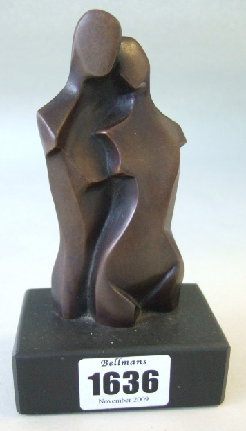 Appraisal: A bronze contemporary sculpture modelled as entwined male and female