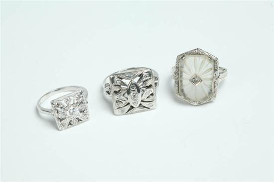 Appraisal: THREE DIAMOND RINGS Two in K white gold ct total