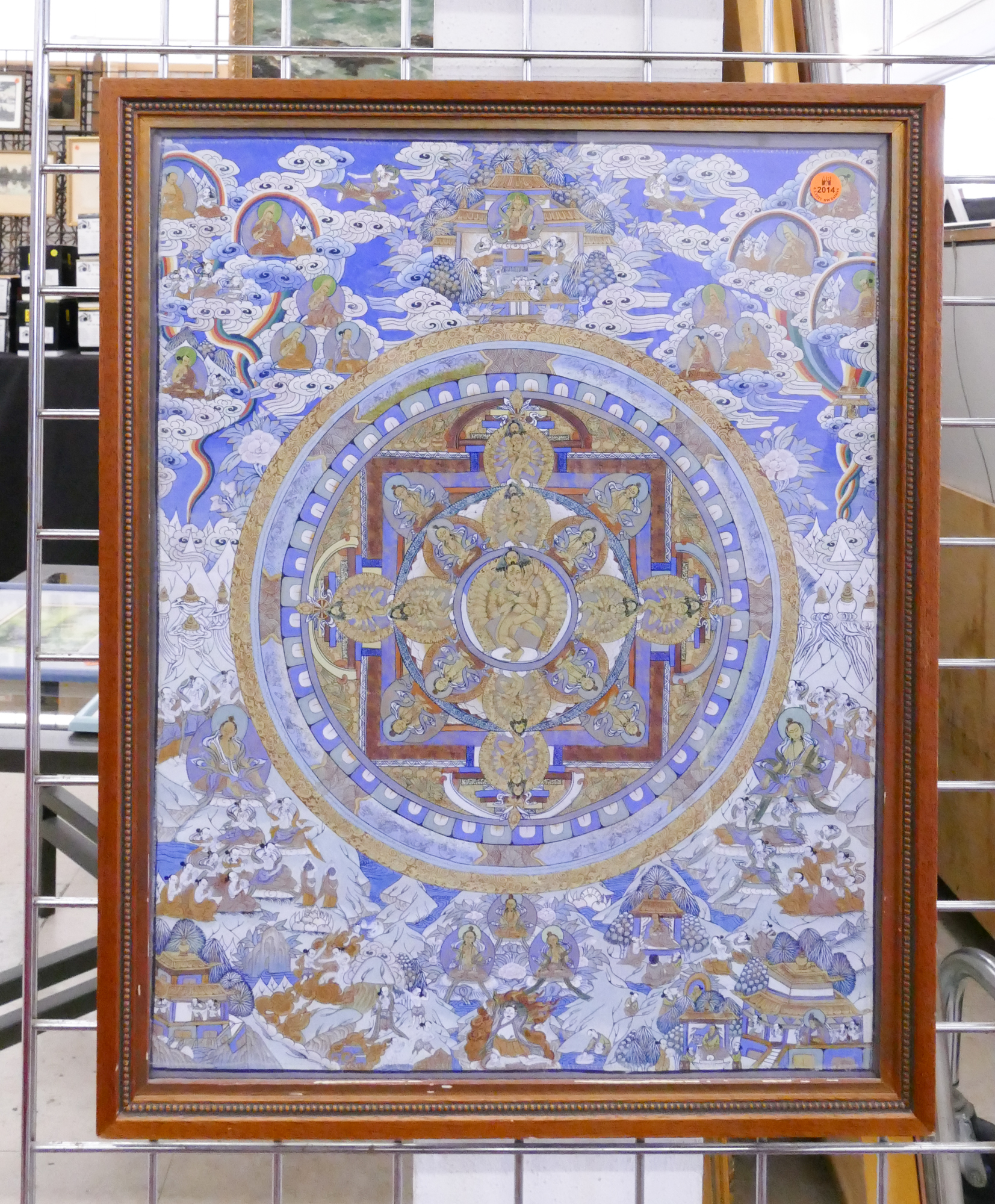 Appraisal: Fine Tibetan Painted Thangka Framed- x ''