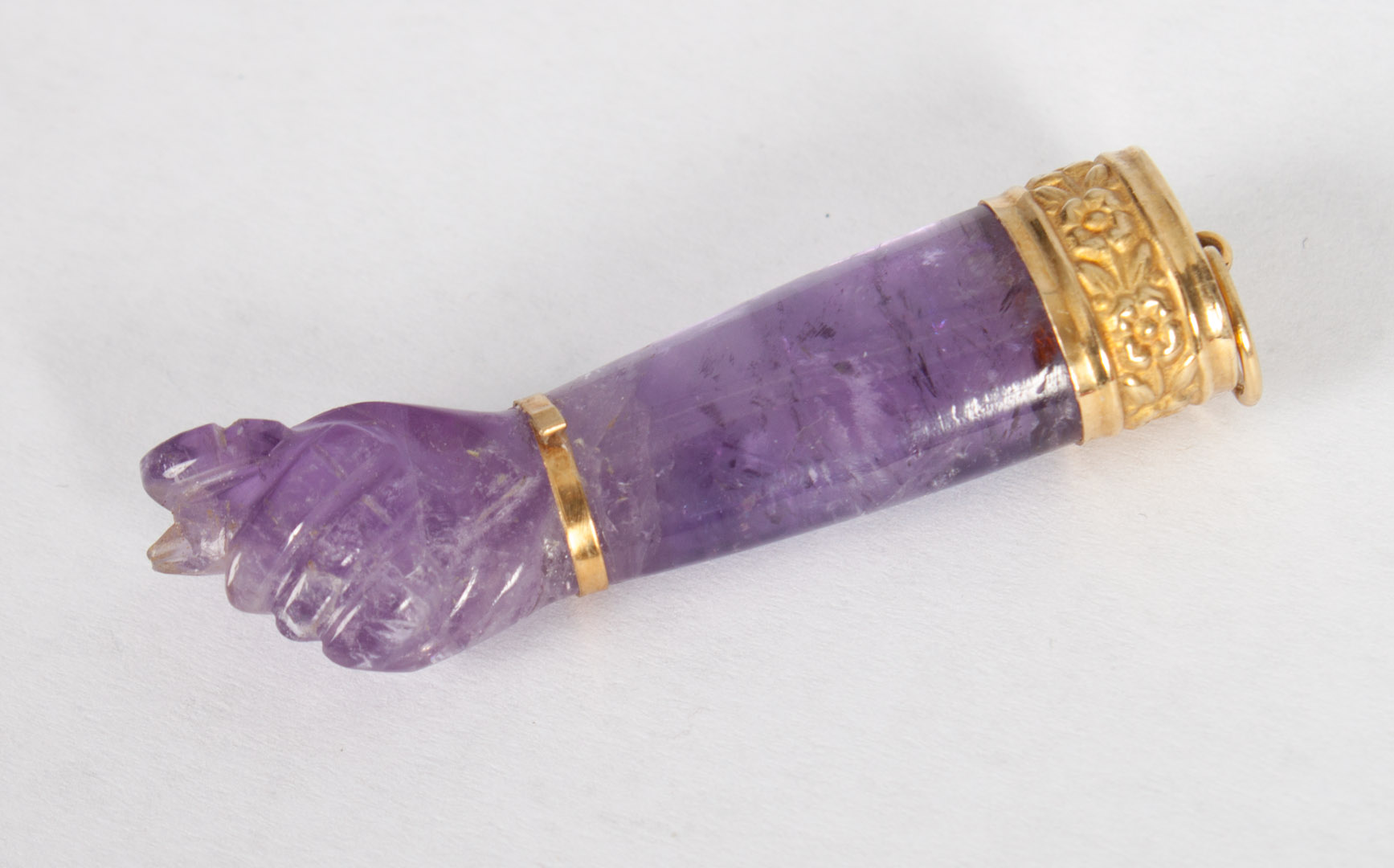 Appraisal: Italian K gold amethyst figa pendant in L grams