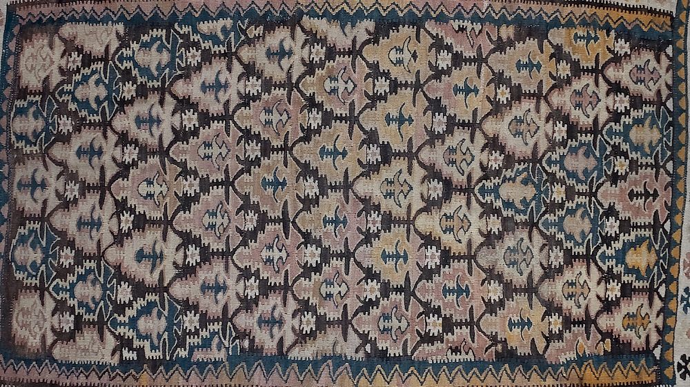 Appraisal: Antique Hand Knotted Geometric Tribal Rug x Native or tribal