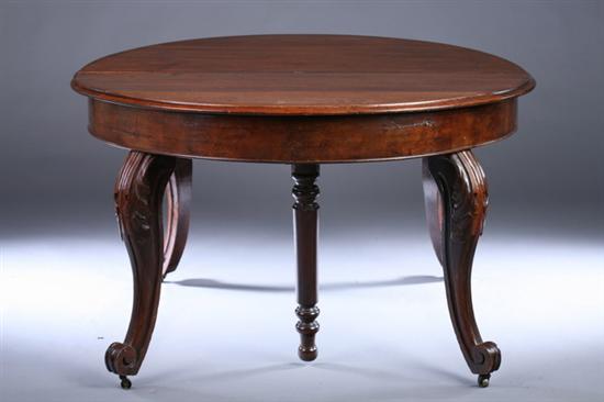 Appraisal: ROCOCCO REVIVAL FRUITWOOD CENTER TABLE th century expanding lacking leaves