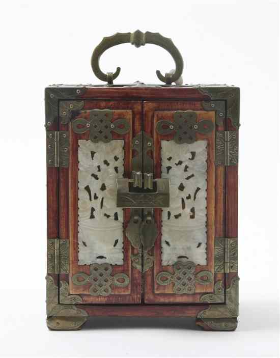 Appraisal: A Chinese Hardwood Jewelry Chest of rectangular form surmounted with