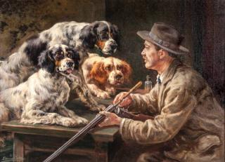 Appraisal: Edmund Henry Osthaus Self Portrait with Three Setters signed and