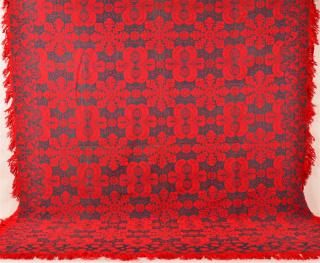 Appraisal: Unsigned Mid th Century Red and Blue Two Part Jacquard