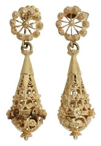 Appraisal: pair Estate kt yellow gold dangle style earrings for pierced