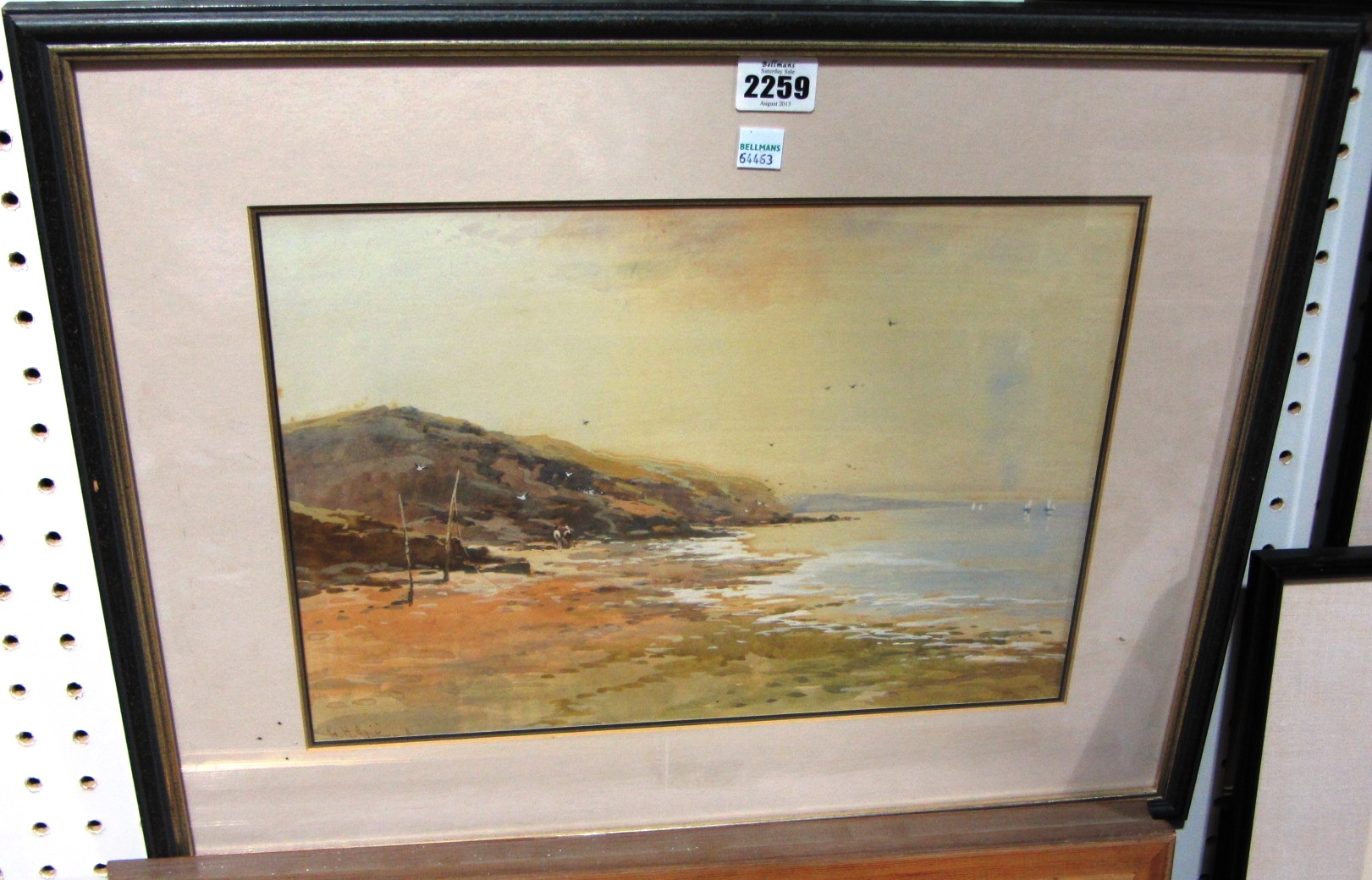 Appraisal: A group of three watercolours including a beach scene by