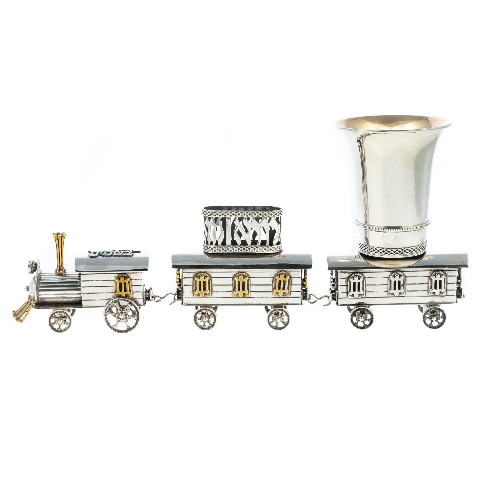 Appraisal: JUDAICA STERLING HAVDALAH By Netafim whimsically modeled as a train