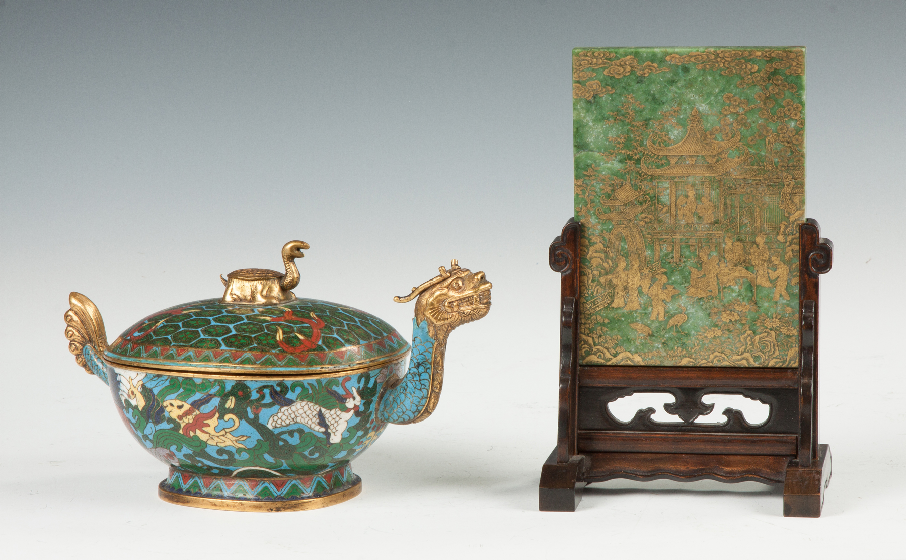 Appraisal: Chinese Cloisonne Gilt Bronze Censer With turtle finial