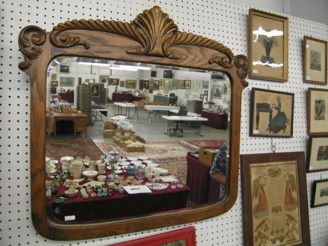 Appraisal: Victorian Carved Oak Mirror beveled