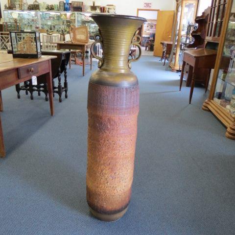 Appraisal: Studio Pottery Floor Vase textured clay and linear design tall