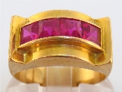 Appraisal: A French Art Deco carat gold and synthetic ruby ring