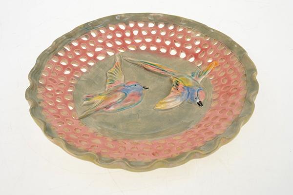 Appraisal: CASTLE HARRIS RETICULATED BIRD PLATE CM DIAMETER SIGNED TO BASE