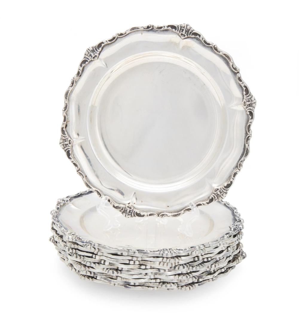 Appraisal: Twelve Italian silver bread plates Circa - Each marked VC