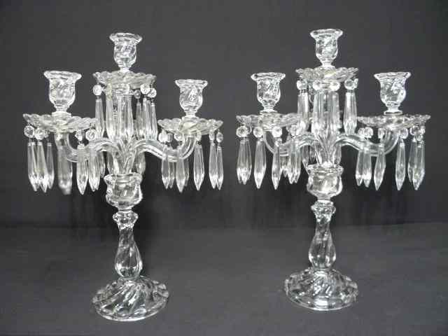 Appraisal: Pair of cast and cut crystal Baccarat swirl pattern three