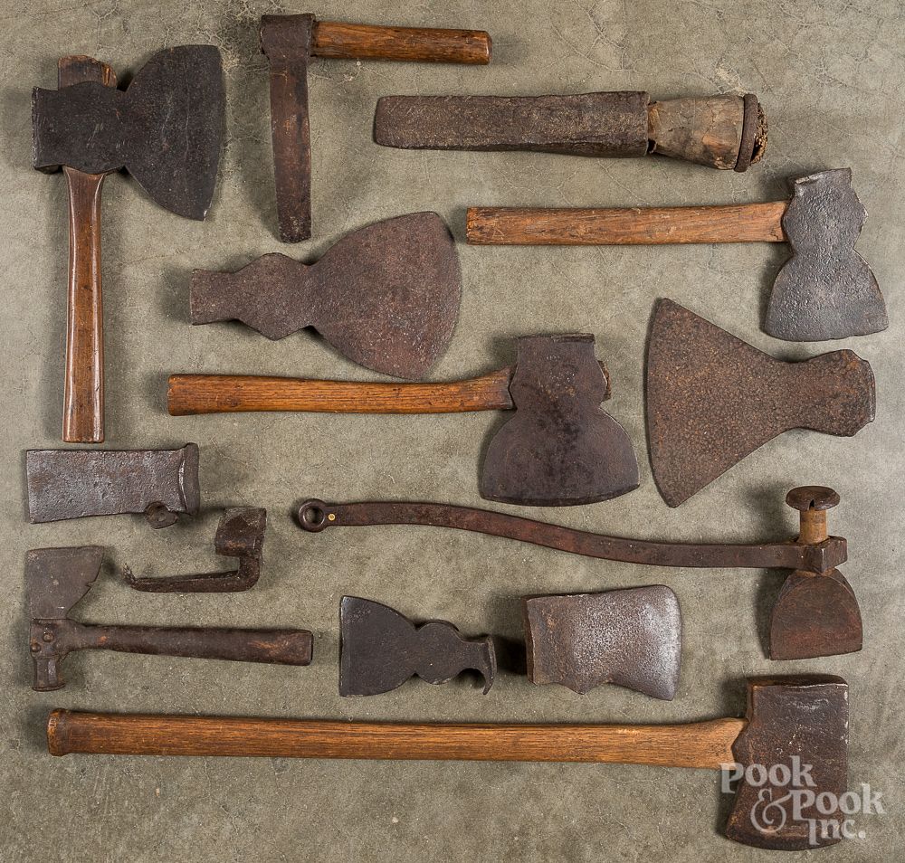 Appraisal: Collection of axes Collection of axes to include one stamped