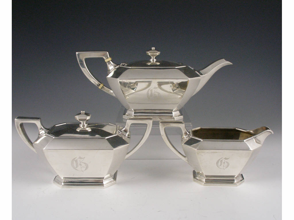 Appraisal: Sterling Silver Tea Service Fairfax by Durgin Art Deco style