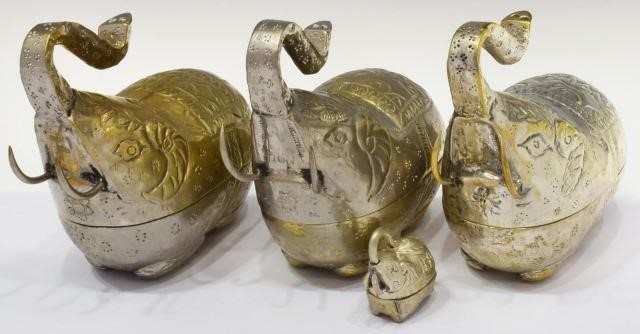 Appraisal: lot of Cambodian silver plate elephant-form betel-nut boxes varied sizes