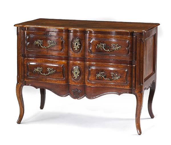 Appraisal: A Louis XV gilt bronze mounted walnut commode mid th